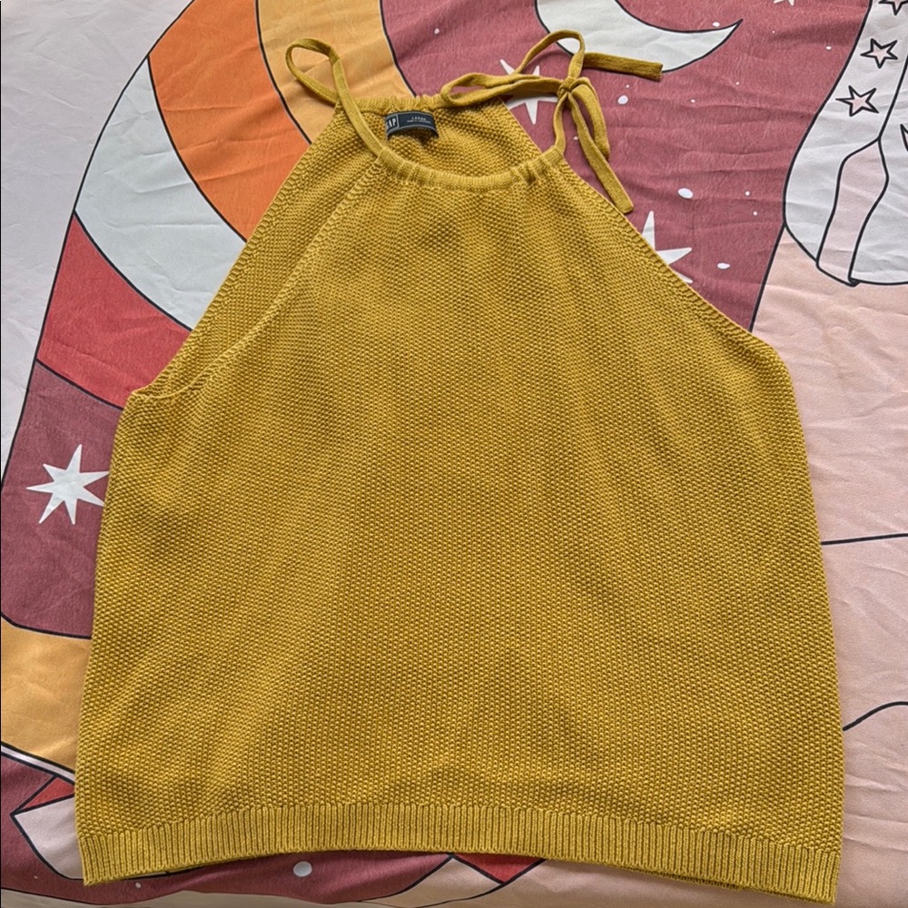 GAP Mustard Knit Halter Tank Top